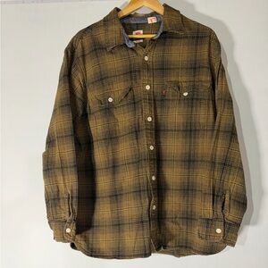 Levi’s men button up yellow plaid size large